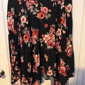 Torrid Black Skirt with Red and Pink Floral Design